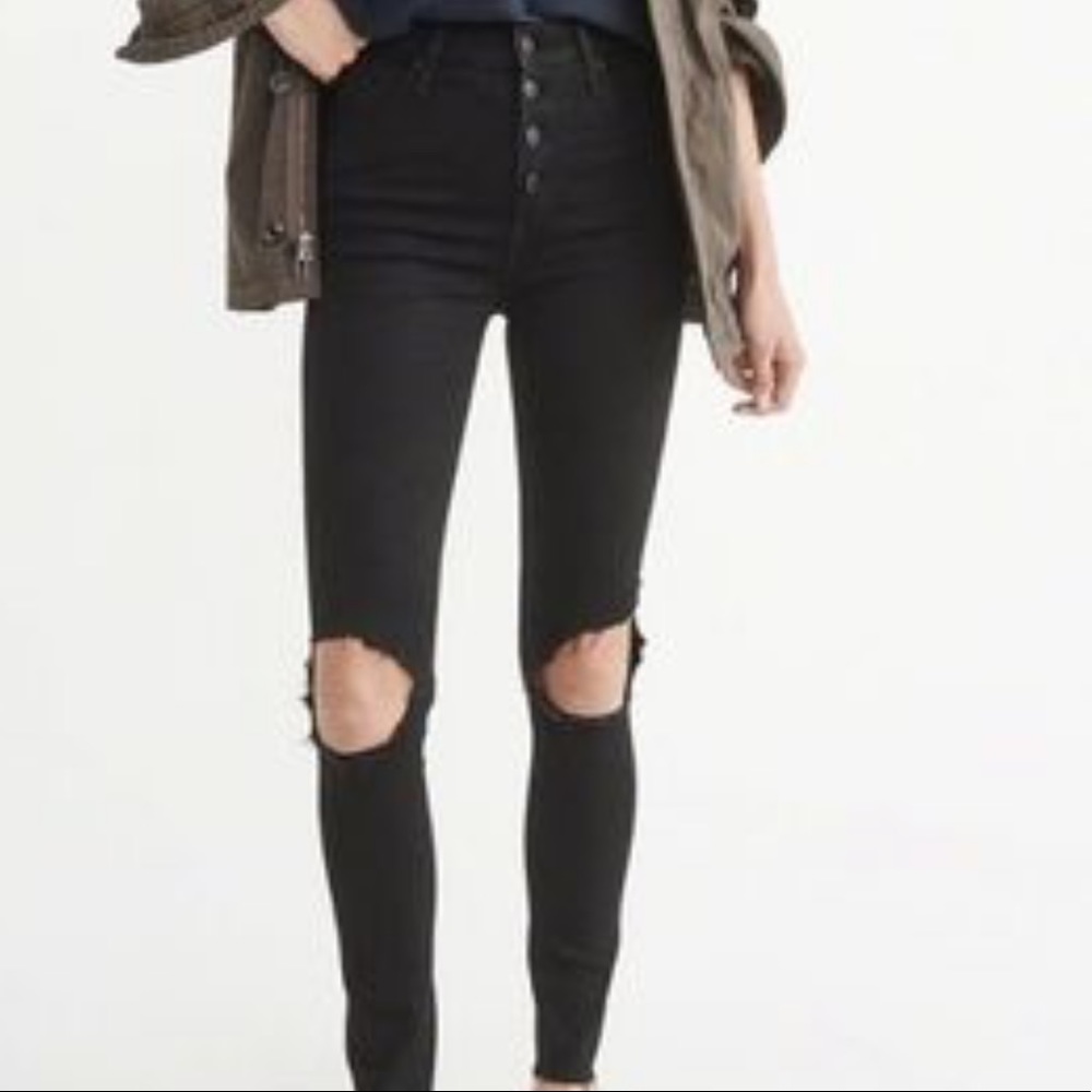 Black Busted Knee Skinny Jeans
